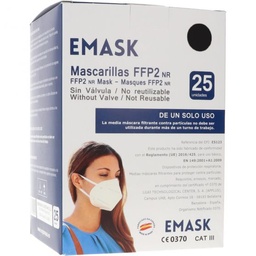 Caja 25 Ud Mascarilla FFP2 NR Negro CE 0370 CAT III